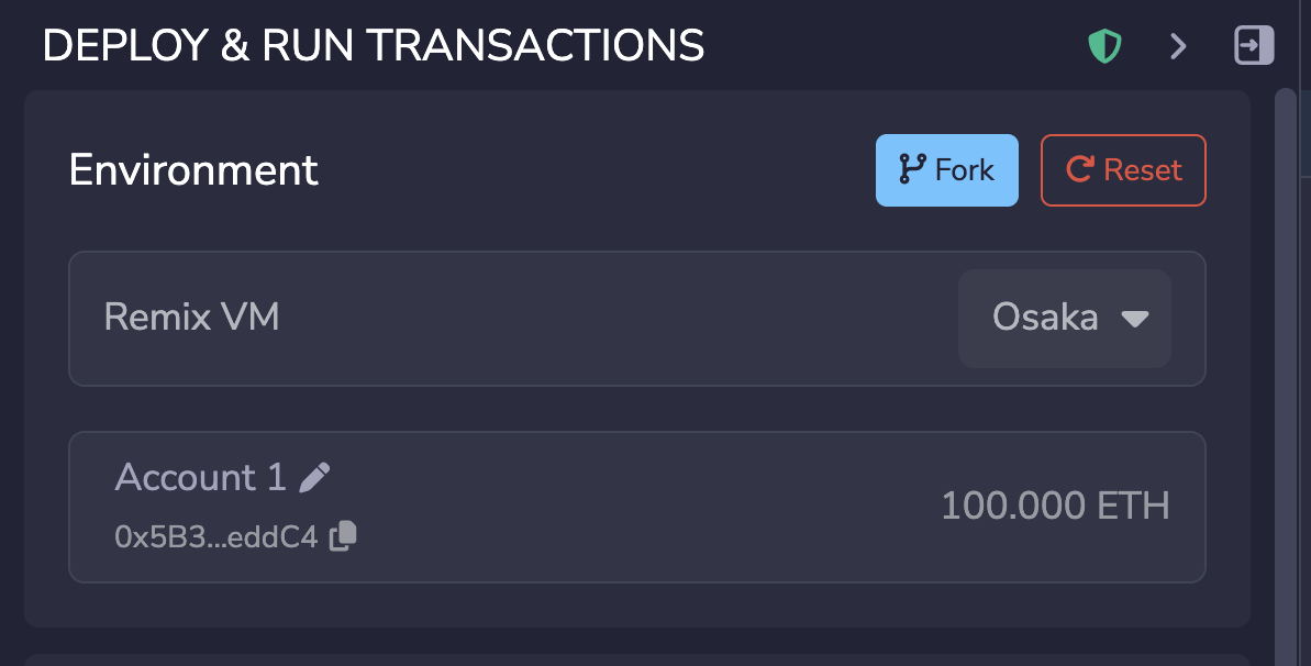The Environment tab showing environment selector, account, gas limit, and value fields.