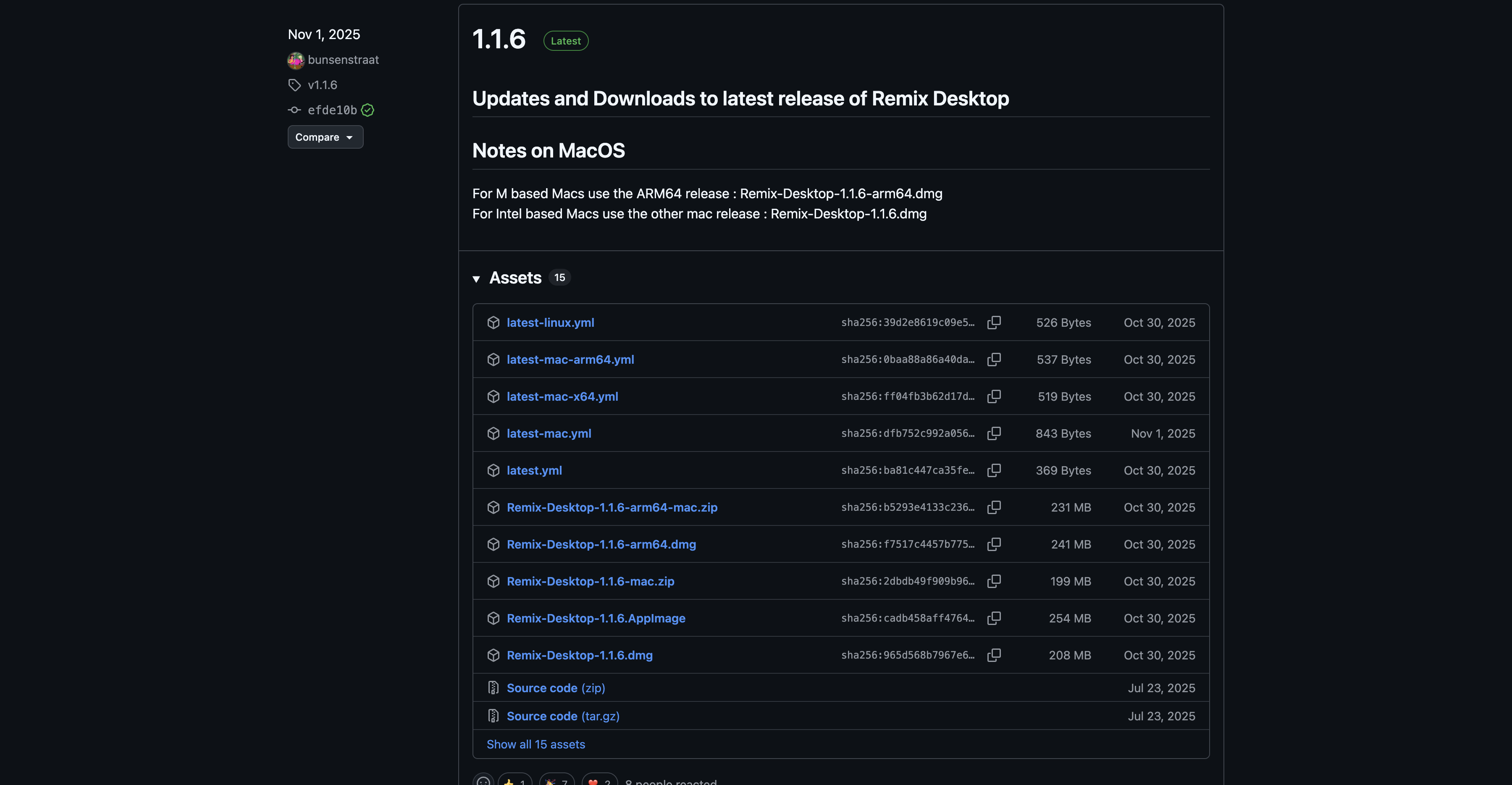 Remix Desktop releases page