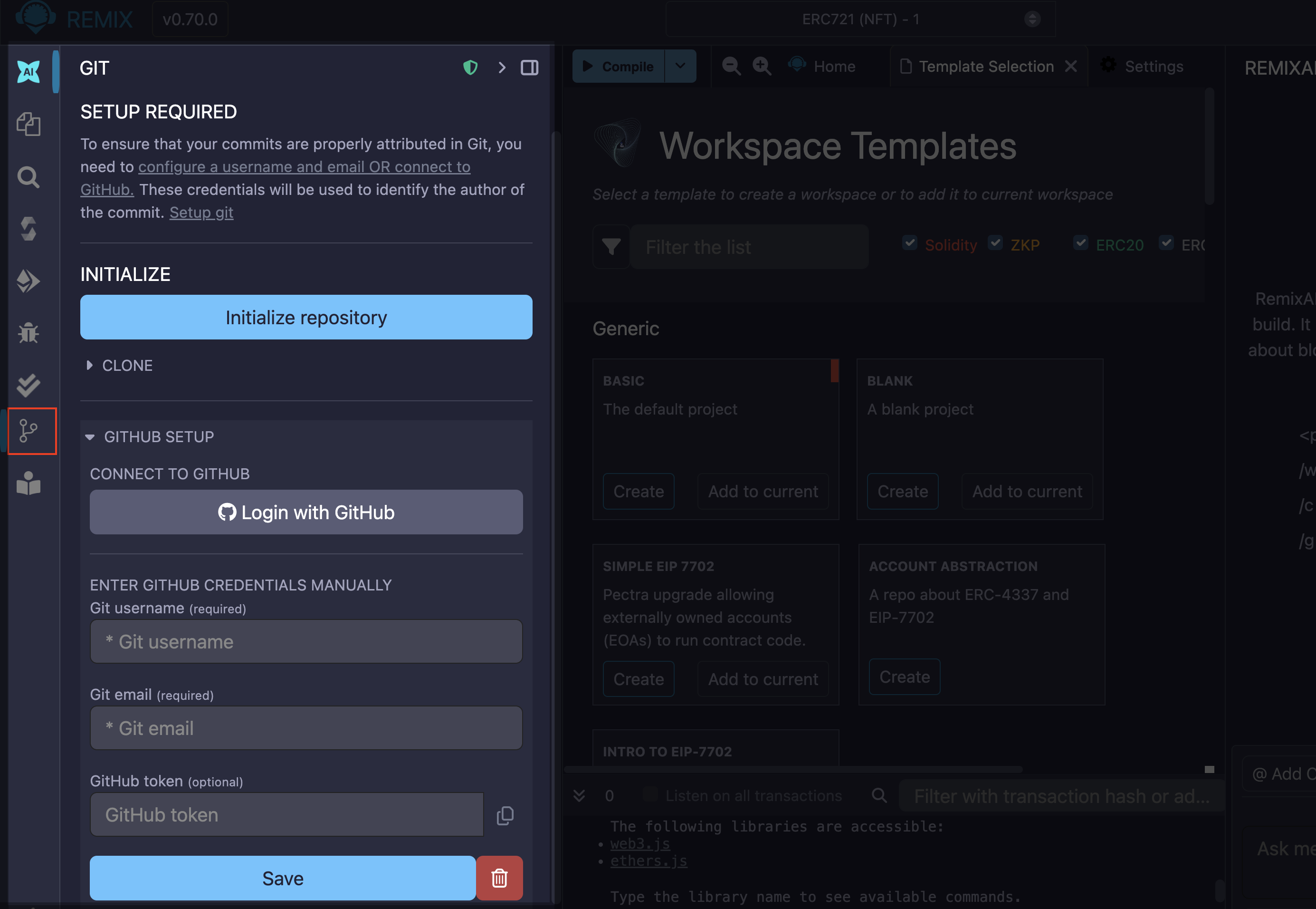 Git plugin settings.