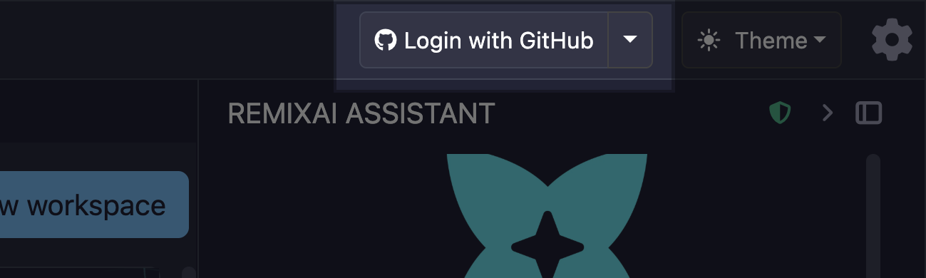 Remix Top Bar showing login with GitHub button.