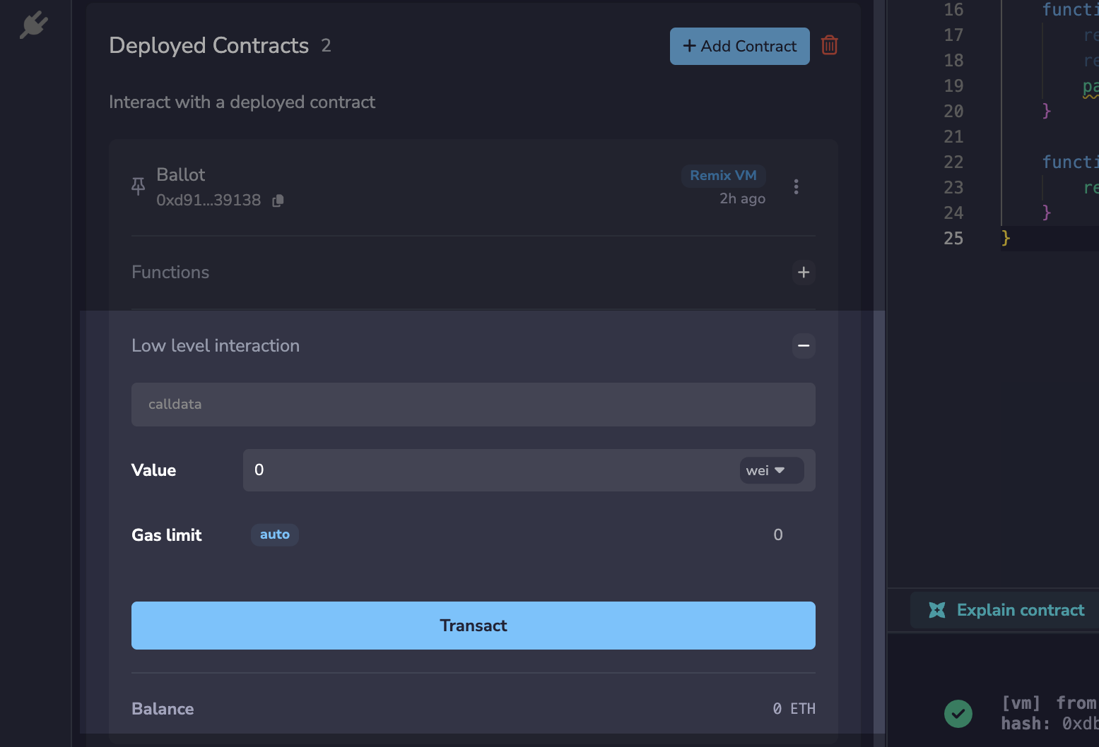 Low level interactions section
