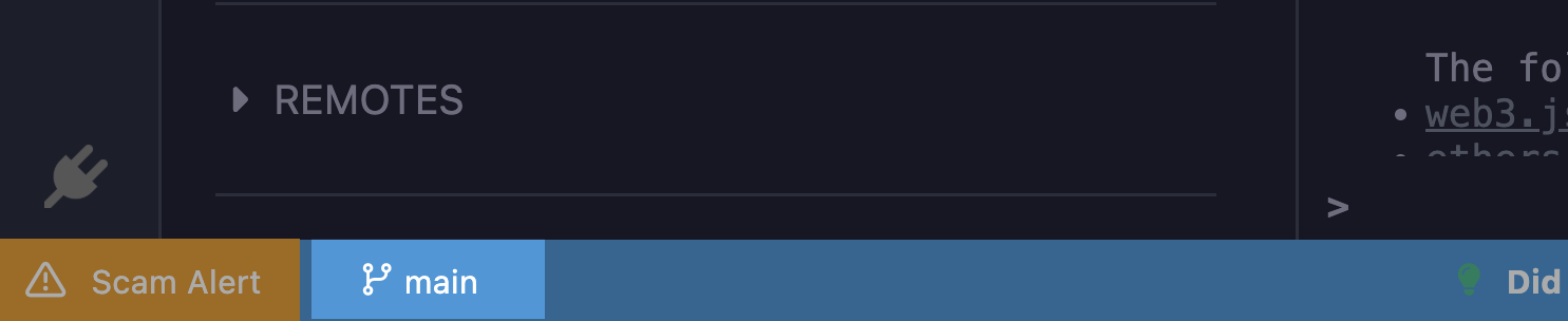 Remix IDE branch indicator.