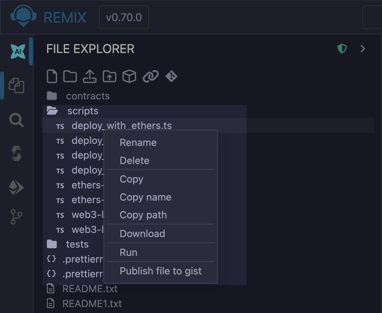 File Explorer right click on script file
