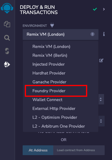 Foundry Provider option in the Environment dropdown