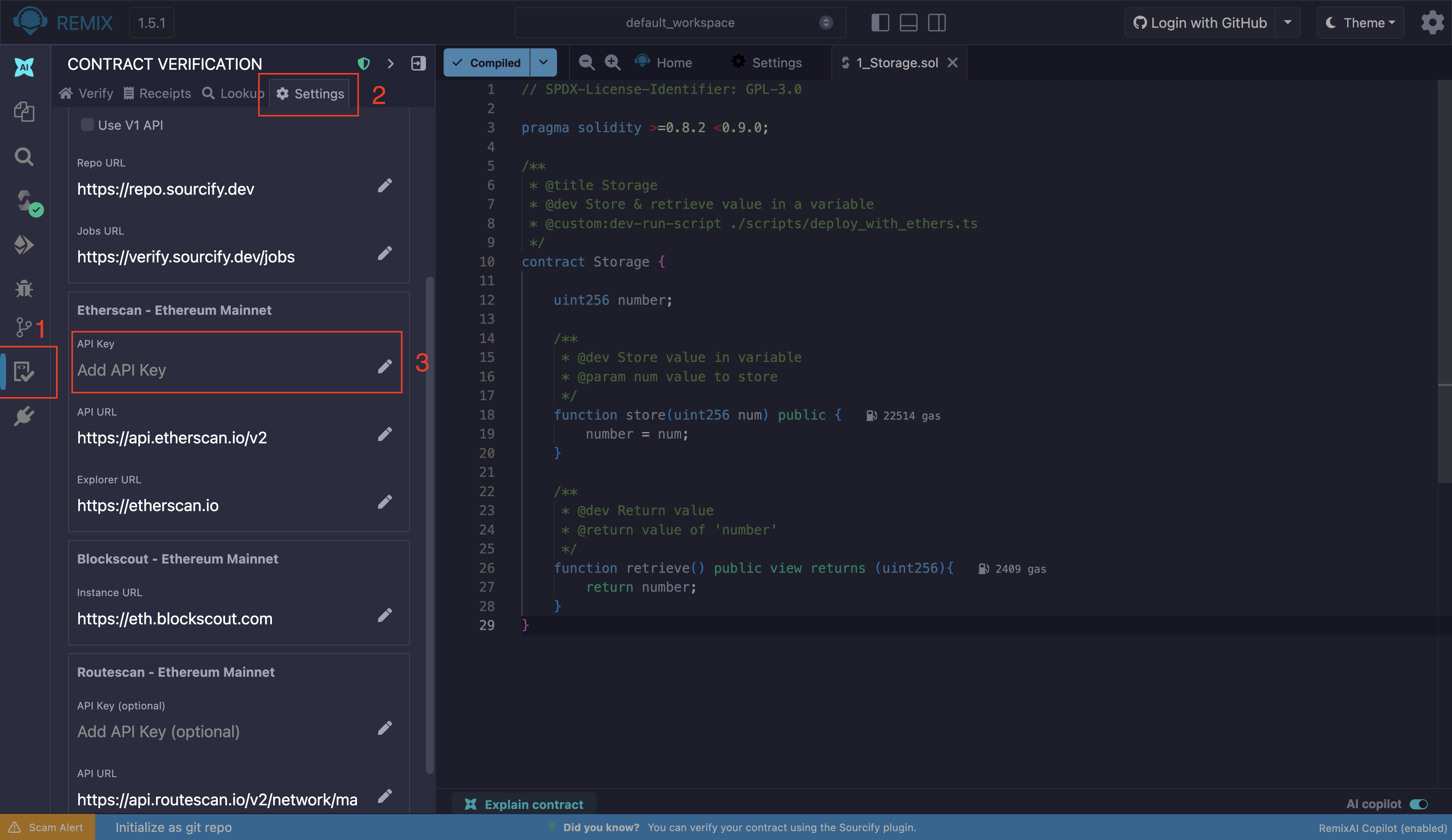 Contract Verification plugin settings page.