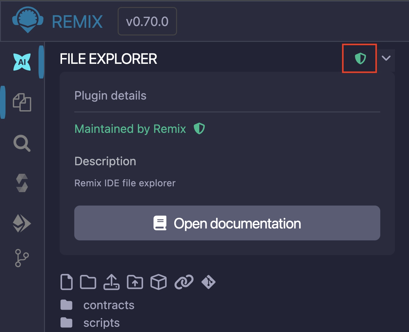 Remix Team shield icon and caret.