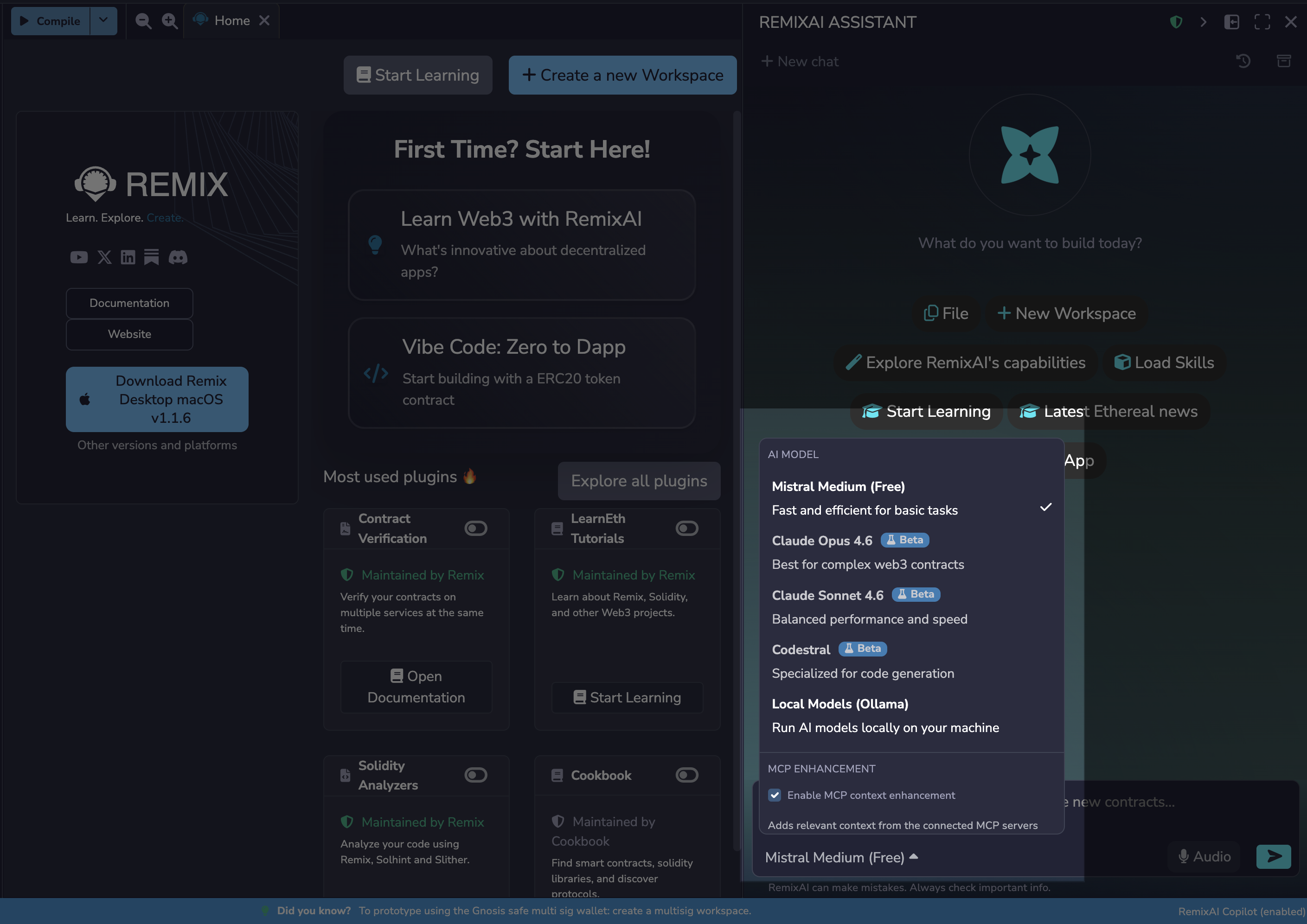 RemixAI LLM dropdown menu