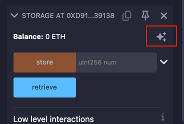 Sparkle icon on deployed contract dropdown
