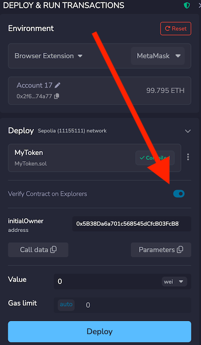 The contract verification switch.