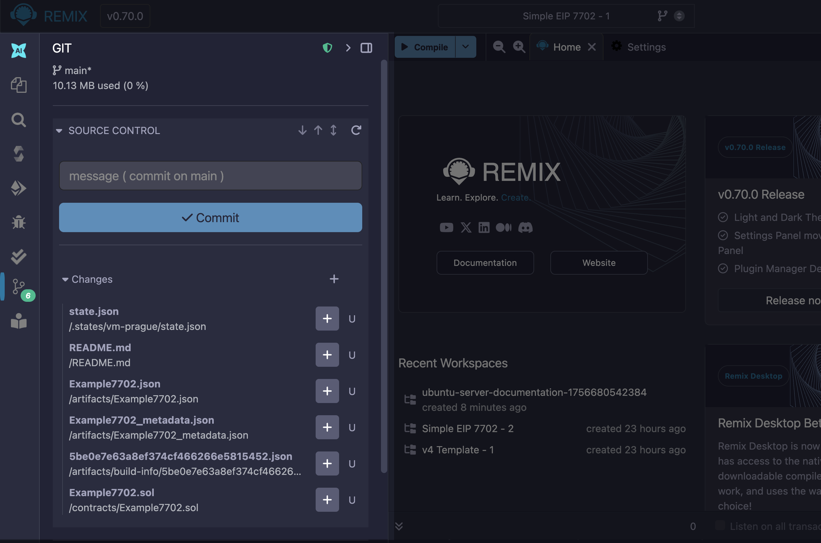 Remix Git plugin clone section.